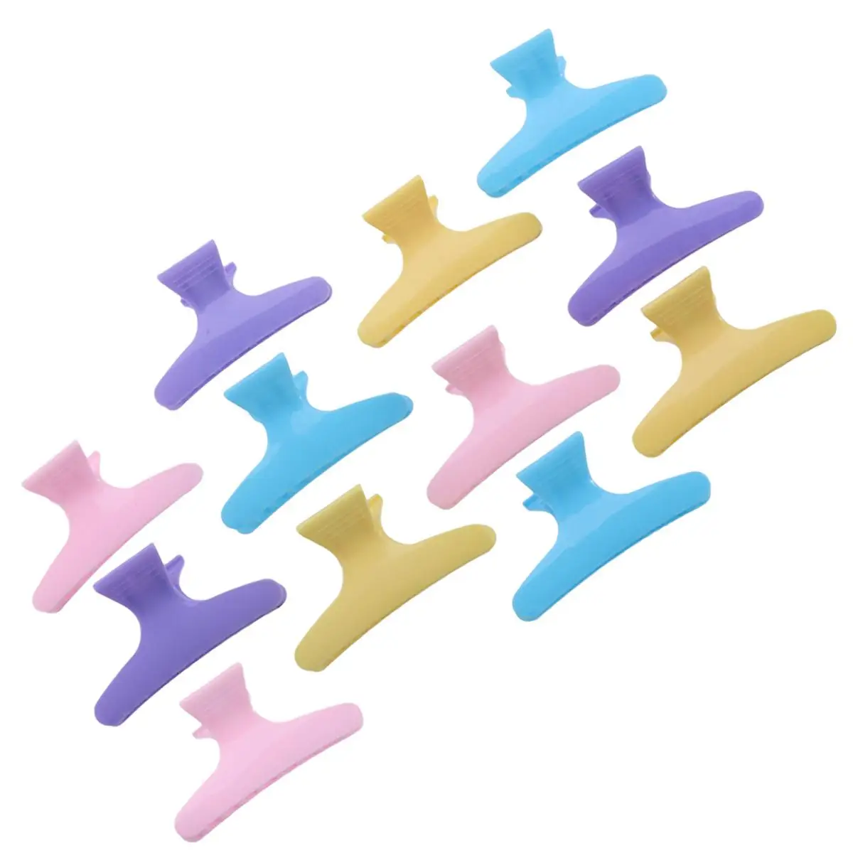 

12pcs Fashion Plastic Colorful Hair Clips Hairdressing Tool Hair Claw Salon Section Clip Clamps Hairpin Styling Tools (Random Co