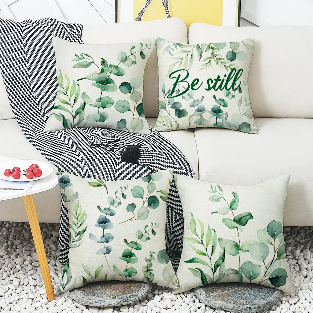 New summer pillowcase with eucalyptus leaf plant print pillow upholstery upholstery sofa headboard cushion cover