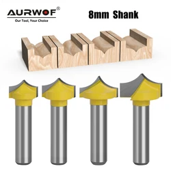 4pcs 8mm Shank Solid Carbide Round Point Cut Round Nose Bits Shaker Cutters Tools Woodworking Milling Cutter for Wood MC02044