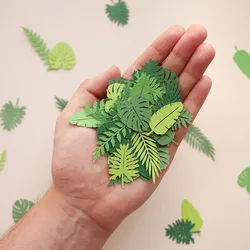 Hawaii Party Decoration Paper Scraps Green Tropical Leaves Paper Scraps Party Decoration Throwing Props Dining Table Scattered