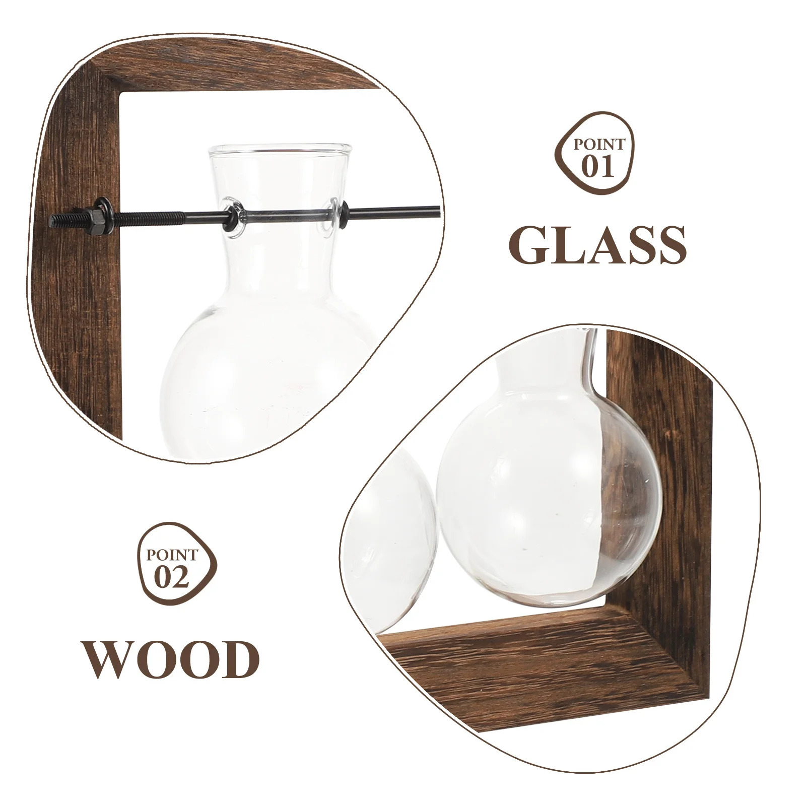 

1Set Wall Hanging Glass Planter Double-Layer Hydroponic Vase Nordic Style Home Wall Flower Holder Propagation Station