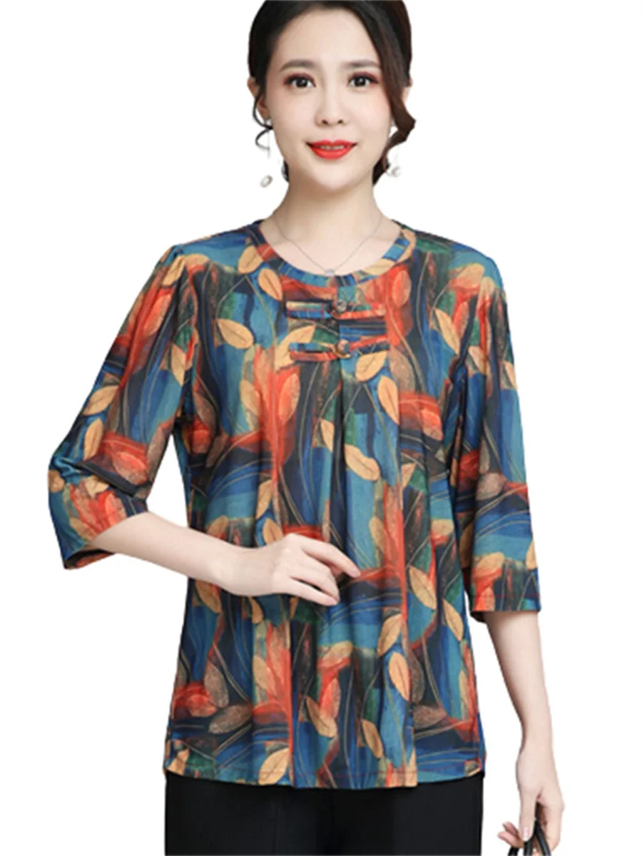 

6XL Large Size Women Spring Summer Blouses Shirts Lady Fashion Casual Half Sleeve O-Neck Printing Blusas Tops WY0383