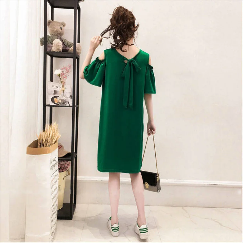 Women Patchwork Sexy Off Shoulder T Shirt Beach Midi Dress Summer Trendy Short Sleeve Chic Simple Party Dresses