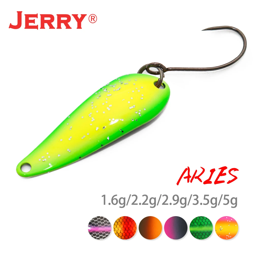 Jerry ARIES Light Trout Spoons Area UV Colors Spinning Fishing Glitters Baubles Lures Spinner Bait