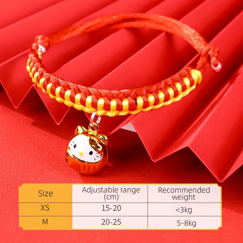 Red Rope Braided Cat Collar Spring Festival Adjustable Blessing Necklace for Puppy Kitten Lucky Cat Collar Pet Accessories