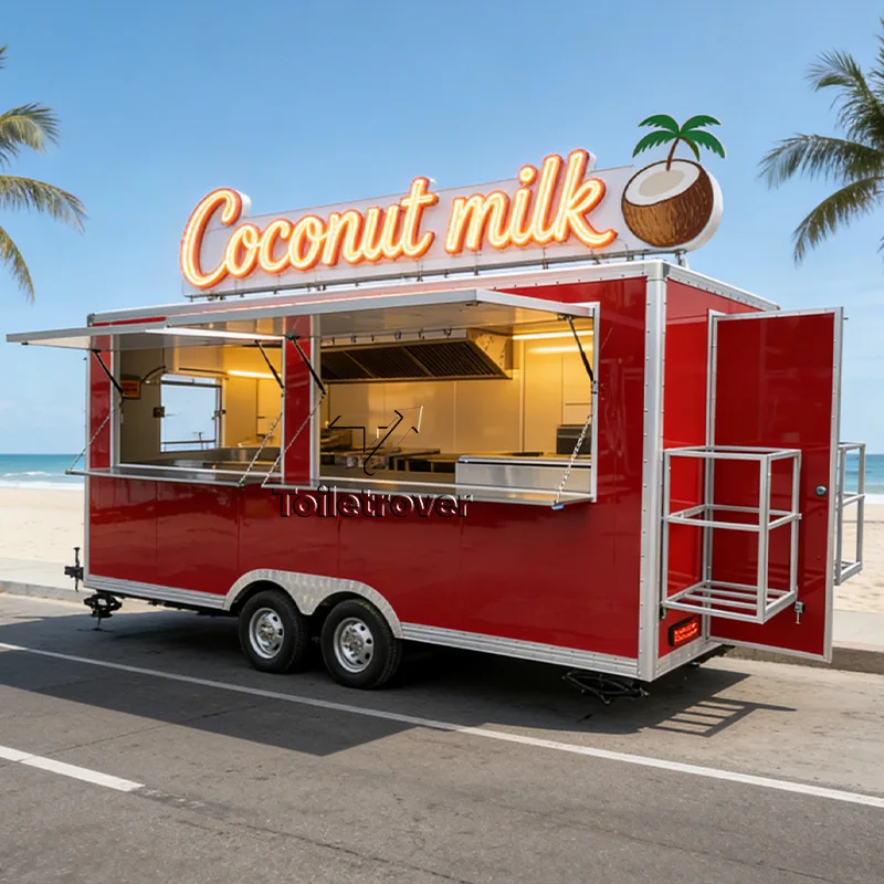 

Profitable Open Food Truck Trailer Fully Equipped Food Truck Bakery Towable Mobile Kitchen Food Trailer with Solar Panel