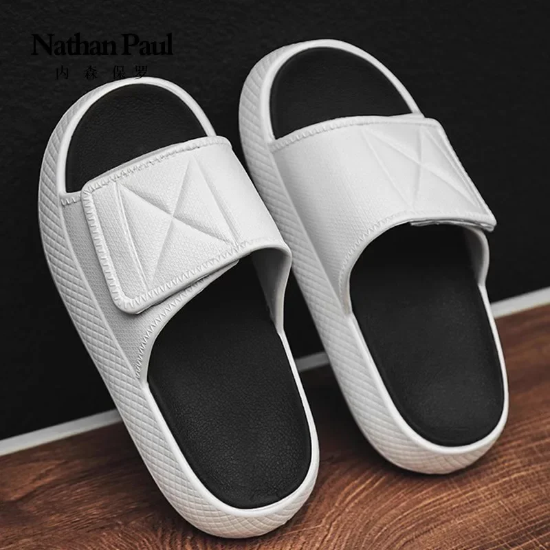 men slippers stepping on shit feeling beach one-word non-slip sports leisure Velcro slippers men\'s summer wear shoes