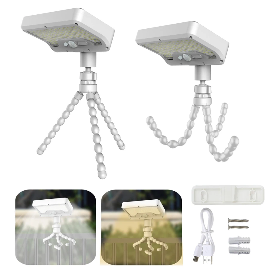 

Наружные фонари с датчиком движения и гибким штативом Octopus-600LM, солнечные фонари, водонепроницаемые, с двойной зарядкой, солнечный уличный светильник