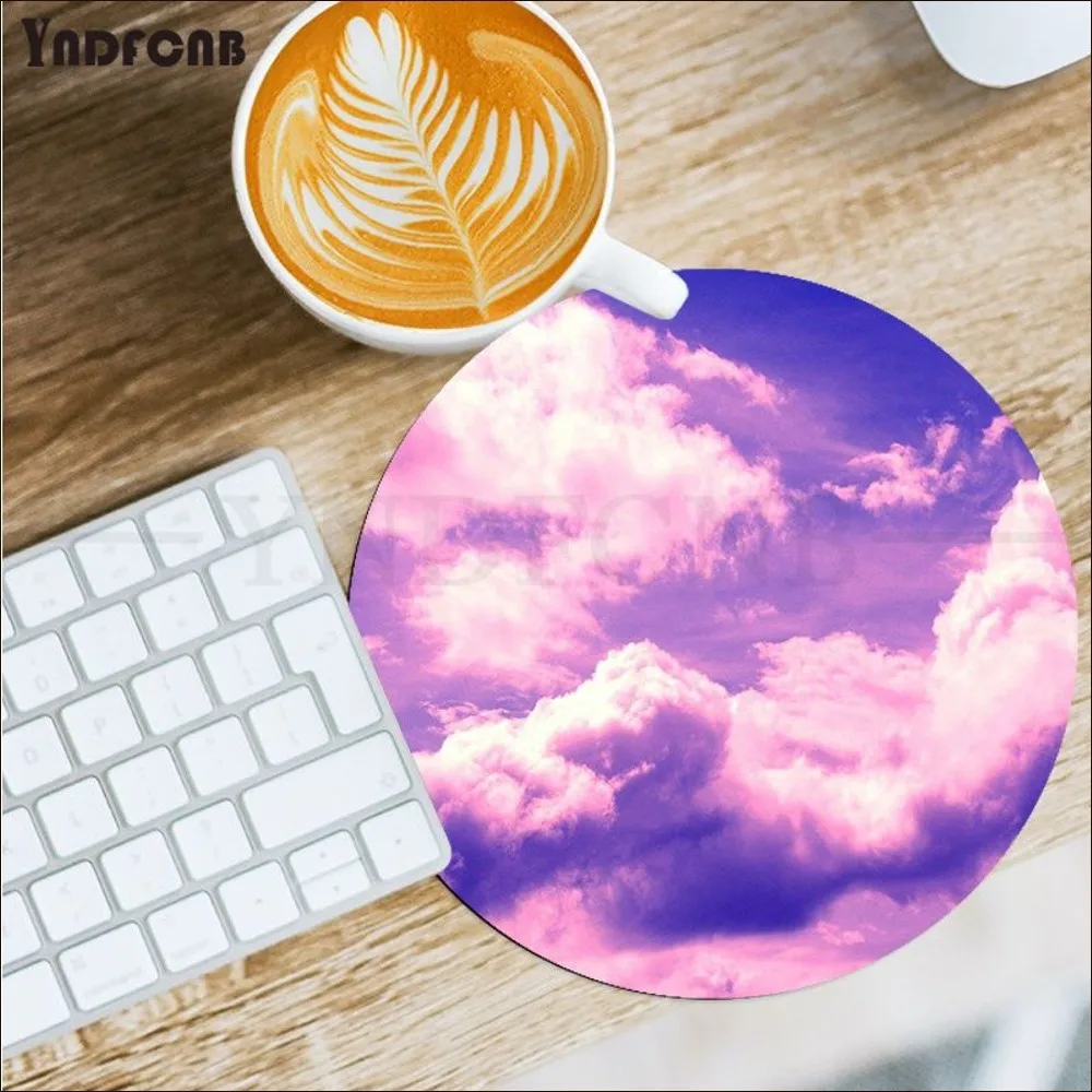 pink clody Mousepad Round Custom Skin Desktop Desk Mat Kawaii Gaming Accessories Students Writing Pad Mouse Pad for PC Mouse