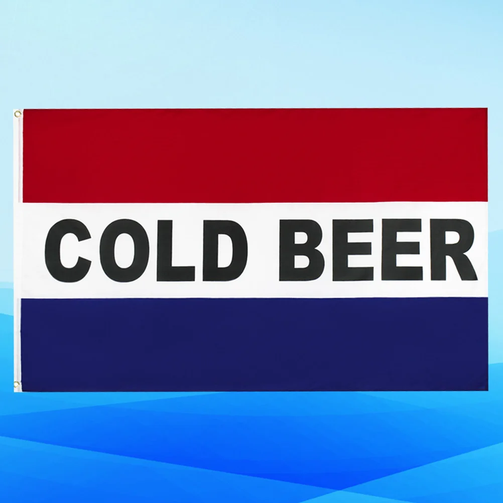 

90X150Cm Cold Beer Flag Premium Dacron Metal Ring Colorful Stripe Party Bar Festival Decoration Flag For Events