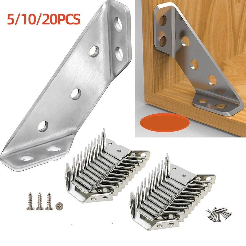 10-50Pcs Triangular Furniture Corner Connector Metal Trapeziform Angle Bracket Corner Brace Chair Drawer Shelf Joint Supports