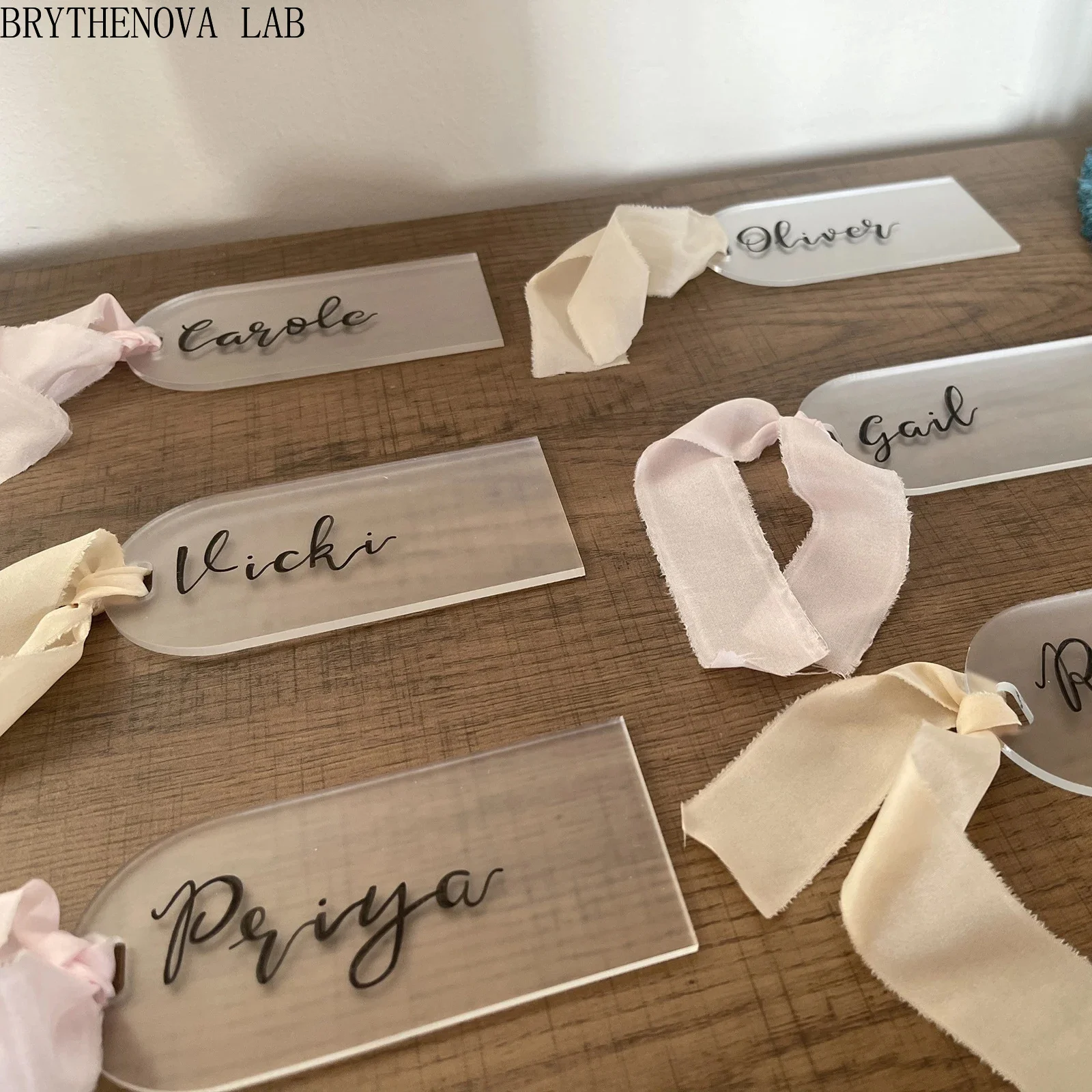Frosted Acrylic Wedding Place Card Arch Name Tag Blank Name Plate Seating Sign Chart Table Setting Mark Place Banquet Party - view 4