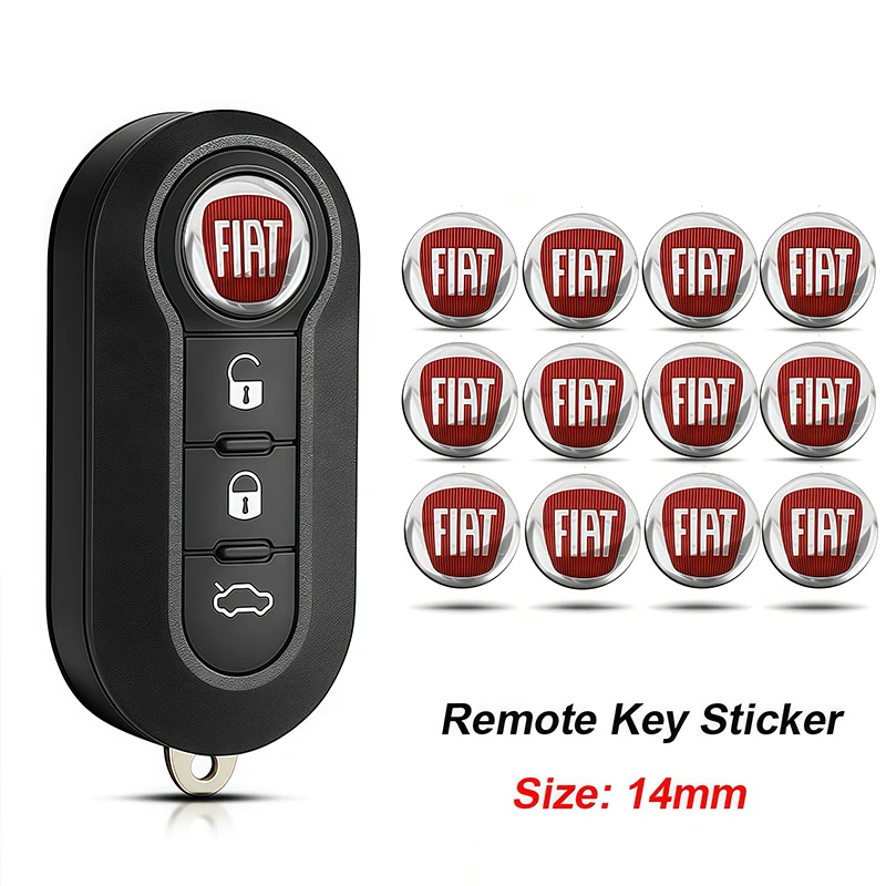 14mm Aluminum Car Remote Key Sticker Emblem For Fiat 500 Panda Cronos Argo Punto Tipo Doblo Abarth Bravo Stilo Ducato Pondo Uno