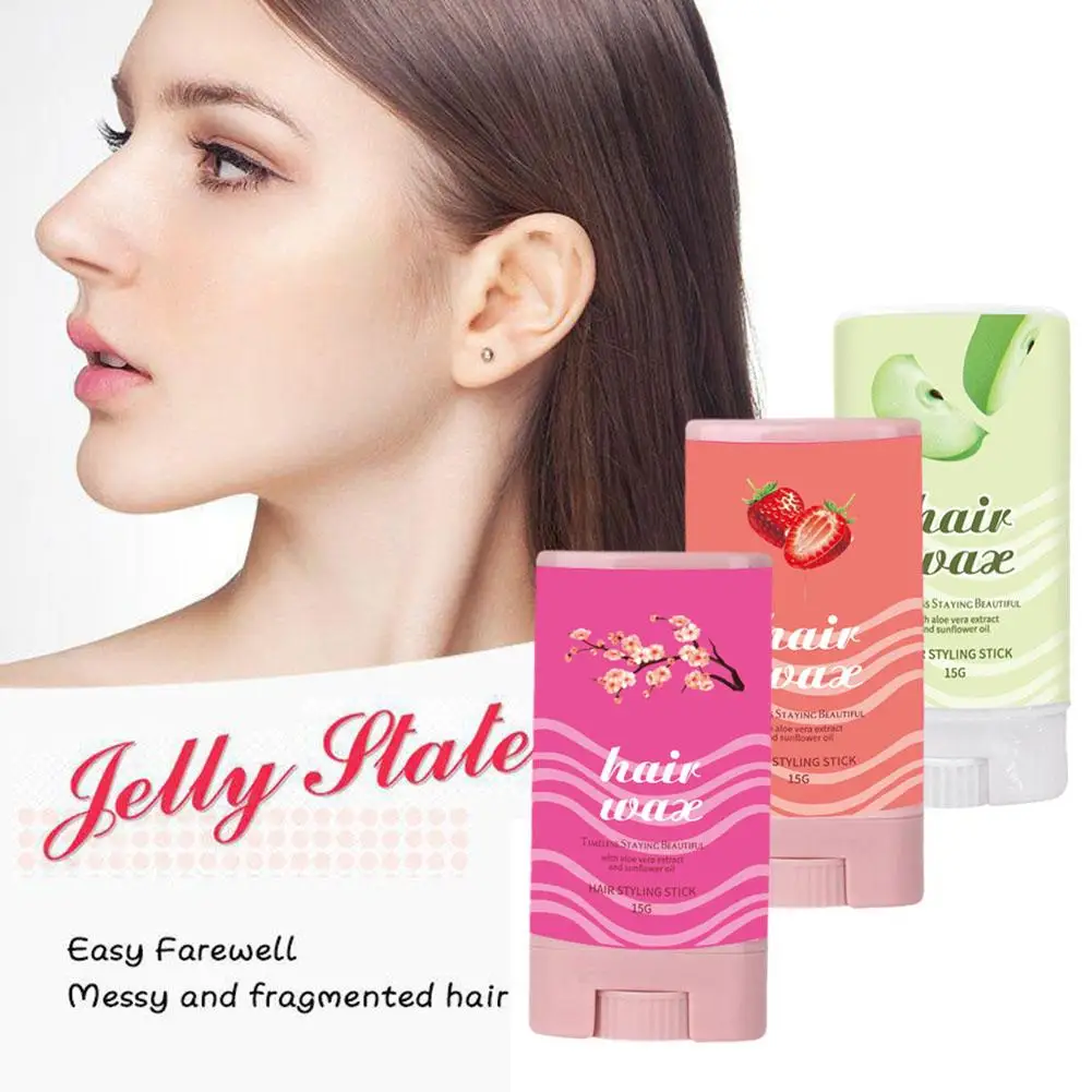 1pc Hair Stick Gel Easy Hair Styling Wax Hold Hair Care with Aloe Vera Extract Long Lasting Fruit Flavored Hair Styling Cream