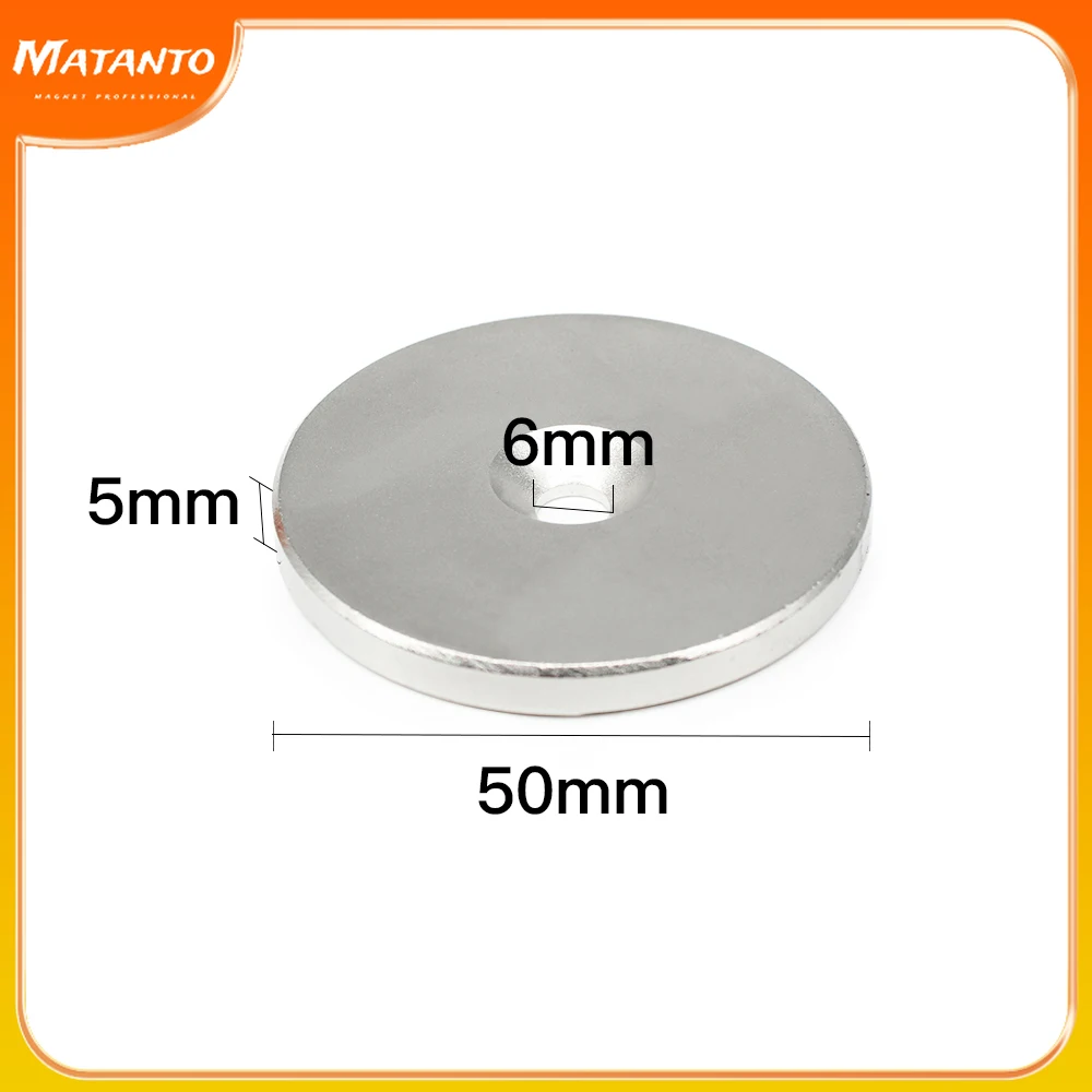 1/2/3/5PCS 50x5-6mm Round Rare Earth Neodymium Magnet 50*5 Hole 6mm Countersunk Big Disc Permanent Magnet Strong 50x5-6 50*5-6