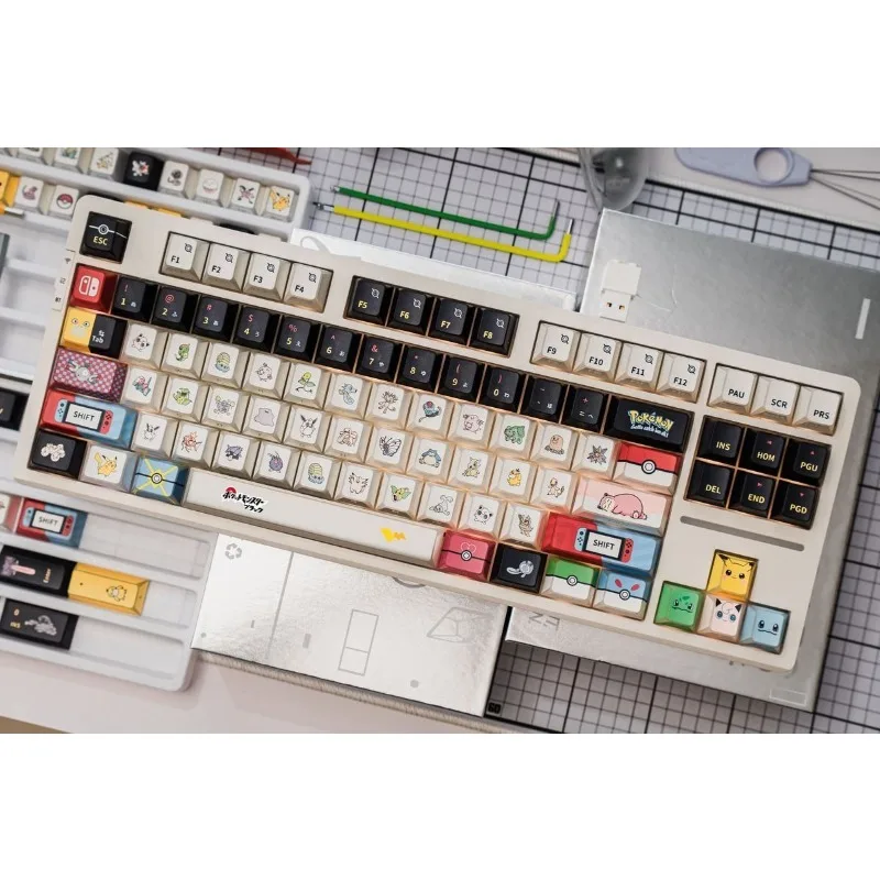 pokemon-anime-keycaps-131-keys-set-pbt-sublimation-cherry-height-mechanical-keyboard-customize-diy-side-translucent-gifts