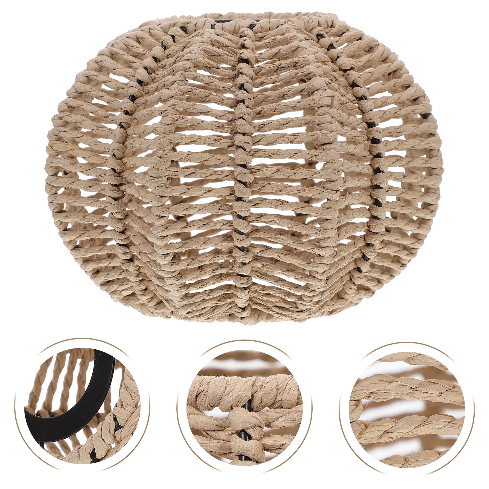 

1pcs Paper Rope Lampshade Handwoven Boho Farmhouse Pendant Shade Vintage Woven Hanging Ceiling Light Fixture Cover For Living