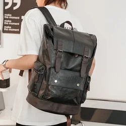 High Quality Men's BackpackNew Fashion Leather Backpack Men Travel Bag High Capacity Schoolbag Laptop Bag Double Shoulder Bag