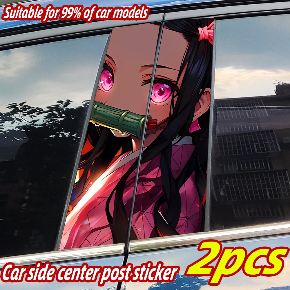 

Anime Nezuko Car Stickers Auto B Pillar Waterproof Sunscreen Decoration Cover Scratches Car Doors Pillar Vinyl Decals Accessorie