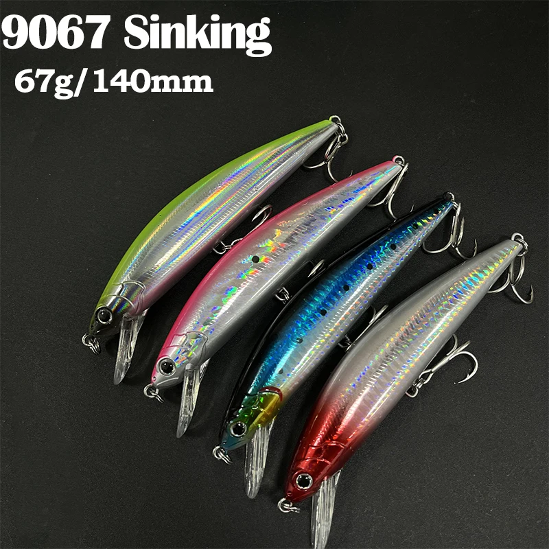 

67g 140mm Heavy Sinking Minnow Lure Seabass Artificial Baits Long Casting Sea Pesca Wobbler Swimbait for Freshwater and Seawater