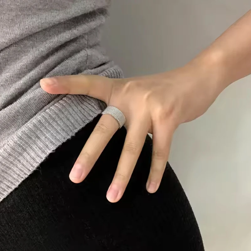 

Hot Selling Hip Hop Stainless Steel Couple Ring Fashion Mesh Patterned Rings Simple Wedding Women Men's Party Jewelry Size 6-13