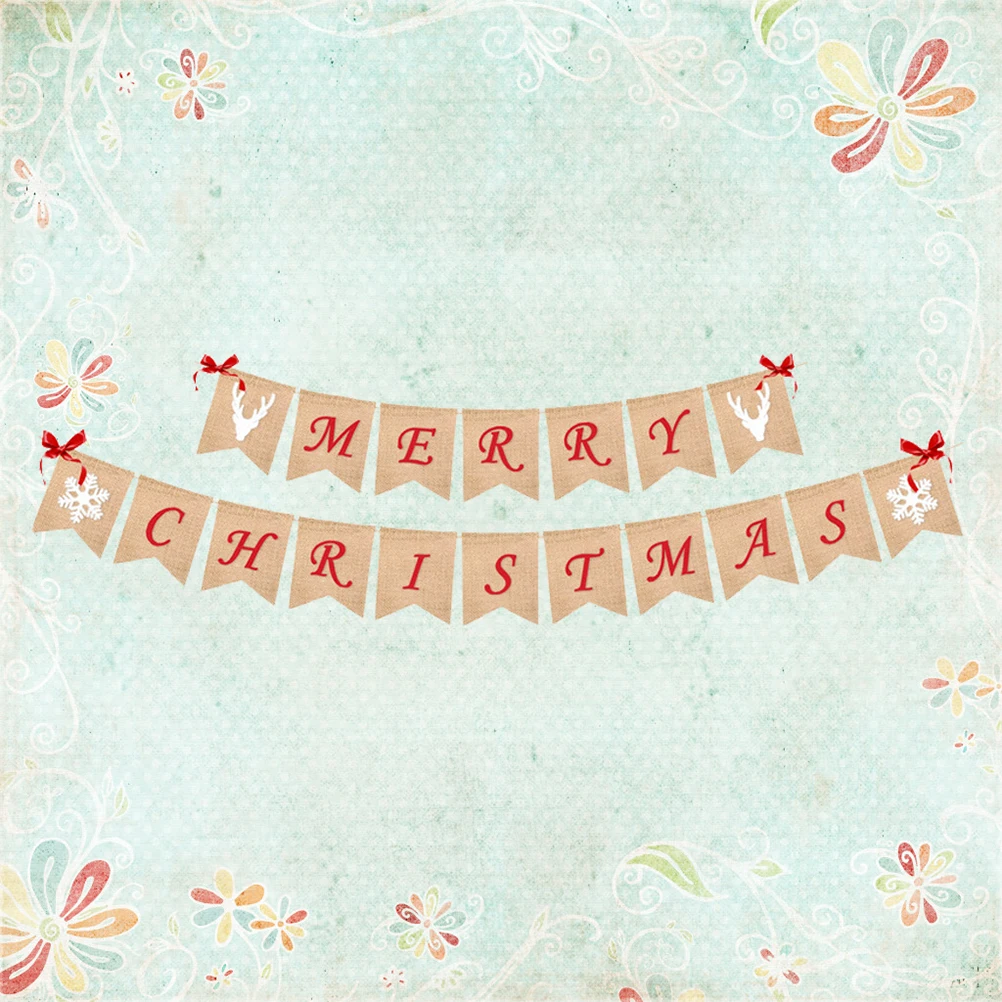 

Christmas Banner Decoration Hanging Burlap Garland Decorations Party Pull The Flag
