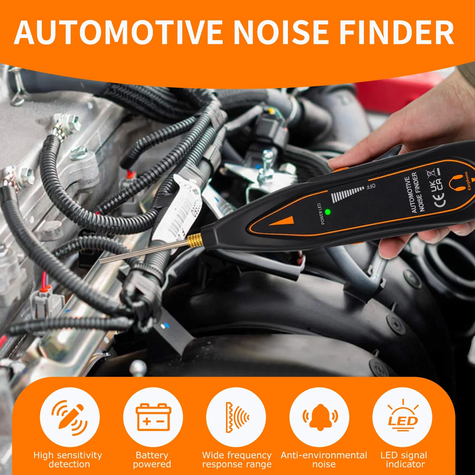 كاشف تسرب بالموجات فوق الصوتية سماعة الطبيب الصناعية آلة حساسية عالية أداة تشخيصية للمحرك أنبوب مضخة صمام الضوضاء #3