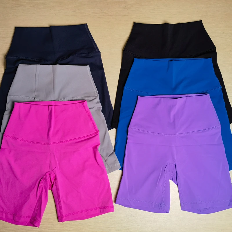 ヨガショーツ無地ソフト女性スポーツショーツ圧縮サポート汗総合トレーニングジョギングサイクリング内部ポケット