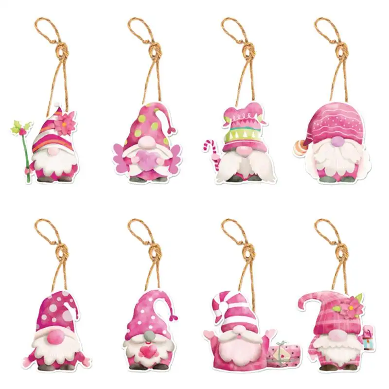 

Pendant Ornaments For Christmas Tree 8Pieces Santa Claus Christmas Pendants Pink Tree Ornaments Cute Holiday Decorations Snowman