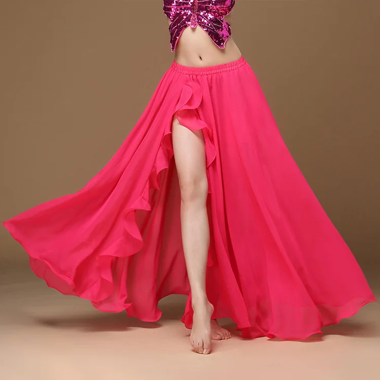 Belly Dance Skirt, Skirt, Ruffle Edge Single Split Hip Skirt 360 Degree Swing Skirt