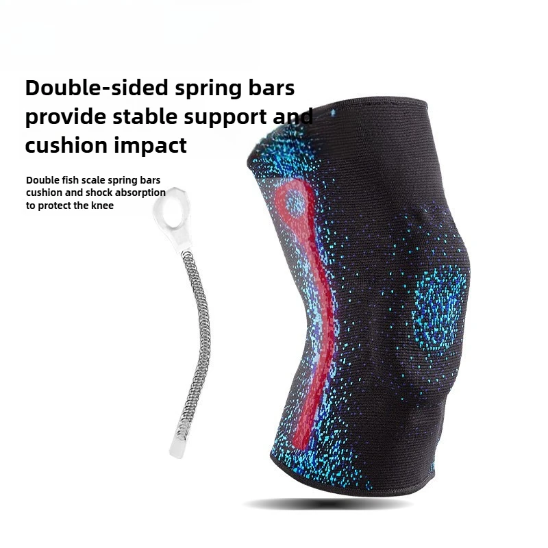 جديد السماء المرصعة بالنجوم الربيع قطاع دعم سيليكون النايلون الرياضة الركبة عالية مرونة امتصاص العرق تنفس تشغيل الركبة حماية #5