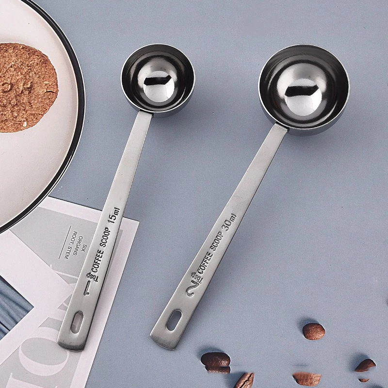 Cucharas Medidoras de Acero Inoxidable de 15/30 ml y Cuchara de 15 ml, Cuchara Dosificadora de Gramos para Café en Polvo y Leche en Polvo LS005