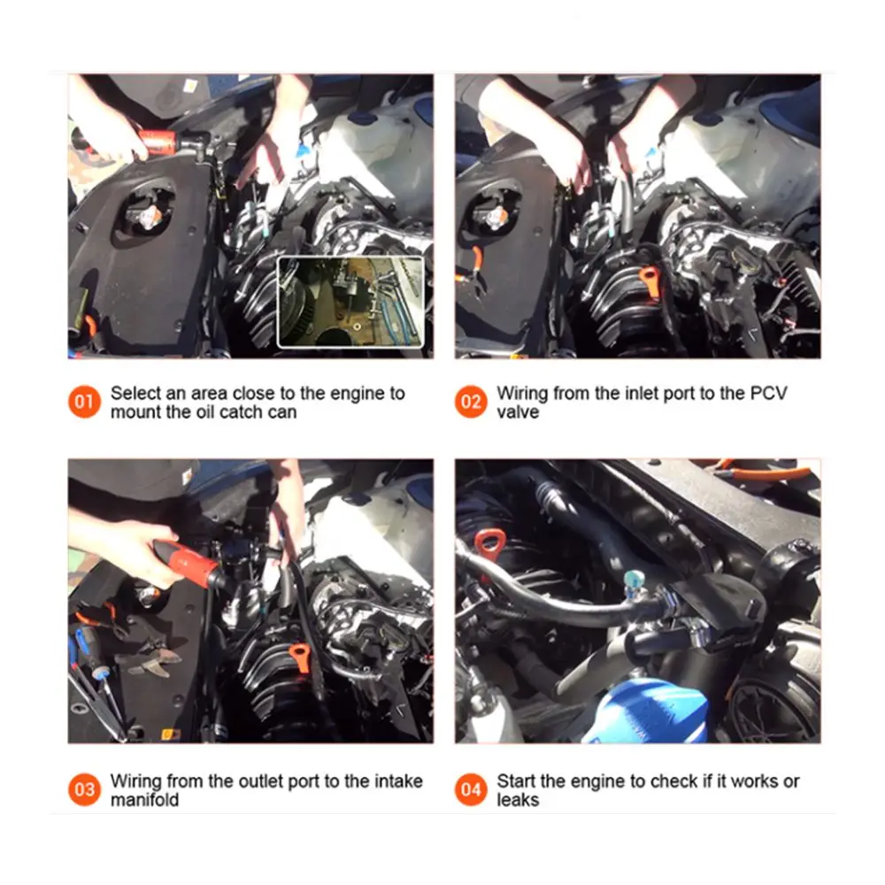 Tanque de aceite de tanque de depósito de lata de captura de aceite de aluminio con deflector Universal con filtro de ventilación OCC-1020A