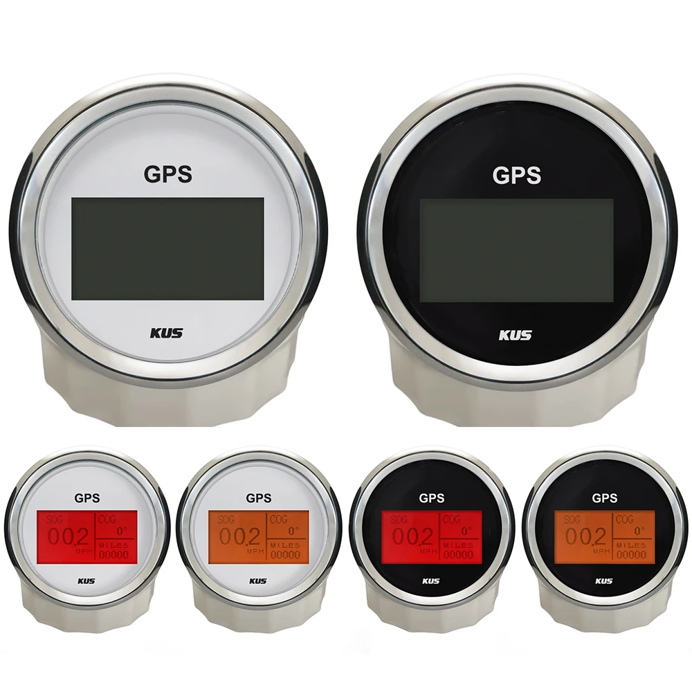 

KUS 85 мм автомобильный GPS спидометр для лодки, цифровой ЖК-дисплей, датчик скорости, штатометр с GPS-антенной для яхты, мотоцикла, универсальный