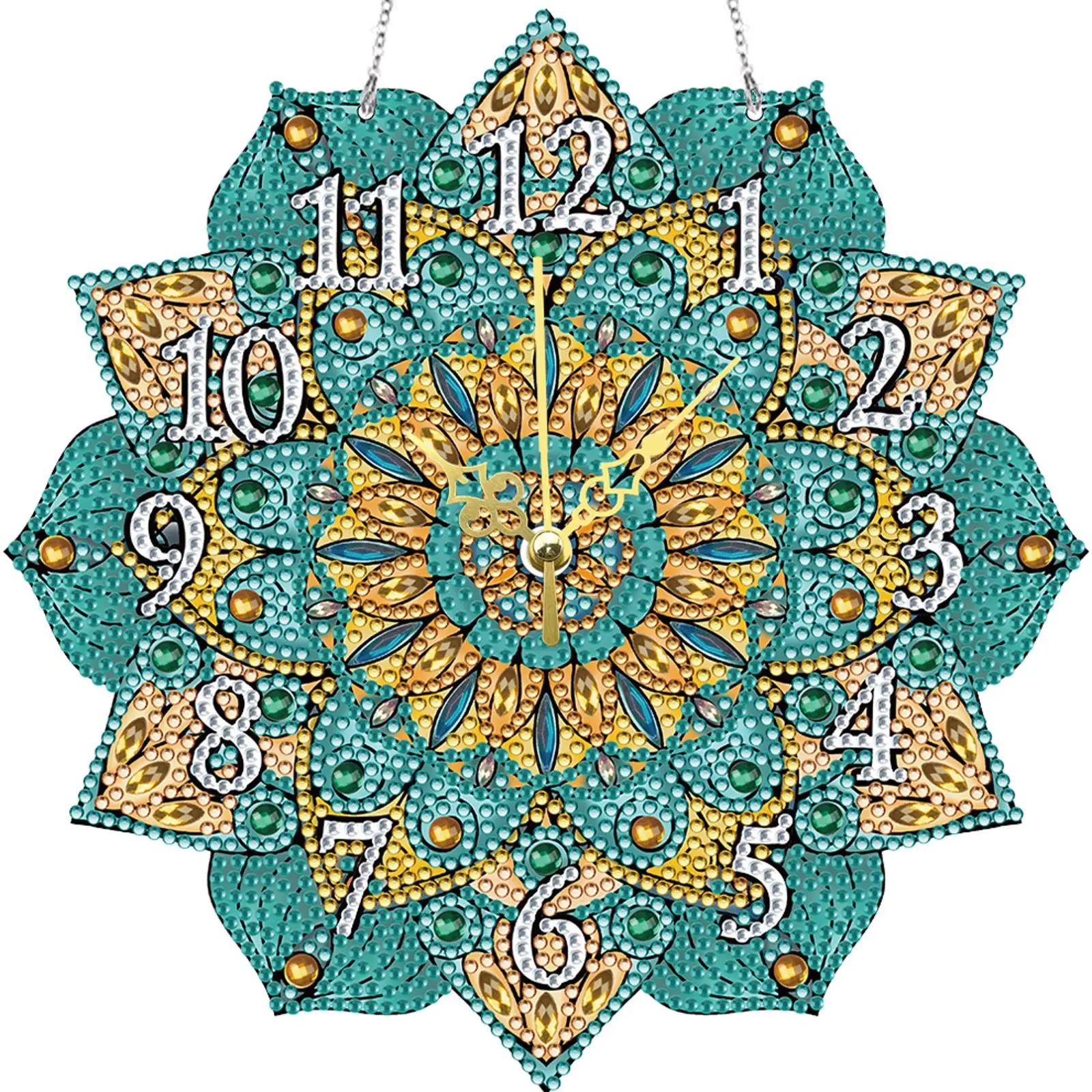 

2D плоская деревянная мандала-гобелен с функцией часов, алмазная вышивка, подвеска-часы для декора дома