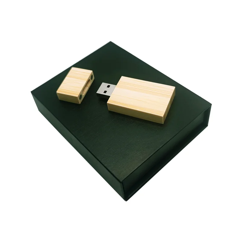 Free Custom Photography Wedding LOGO Natural Bamboo USB2.0 Flash Drive 4GB 8GB 16GB 32GB 64GB Memory Stick with Color Gift Box