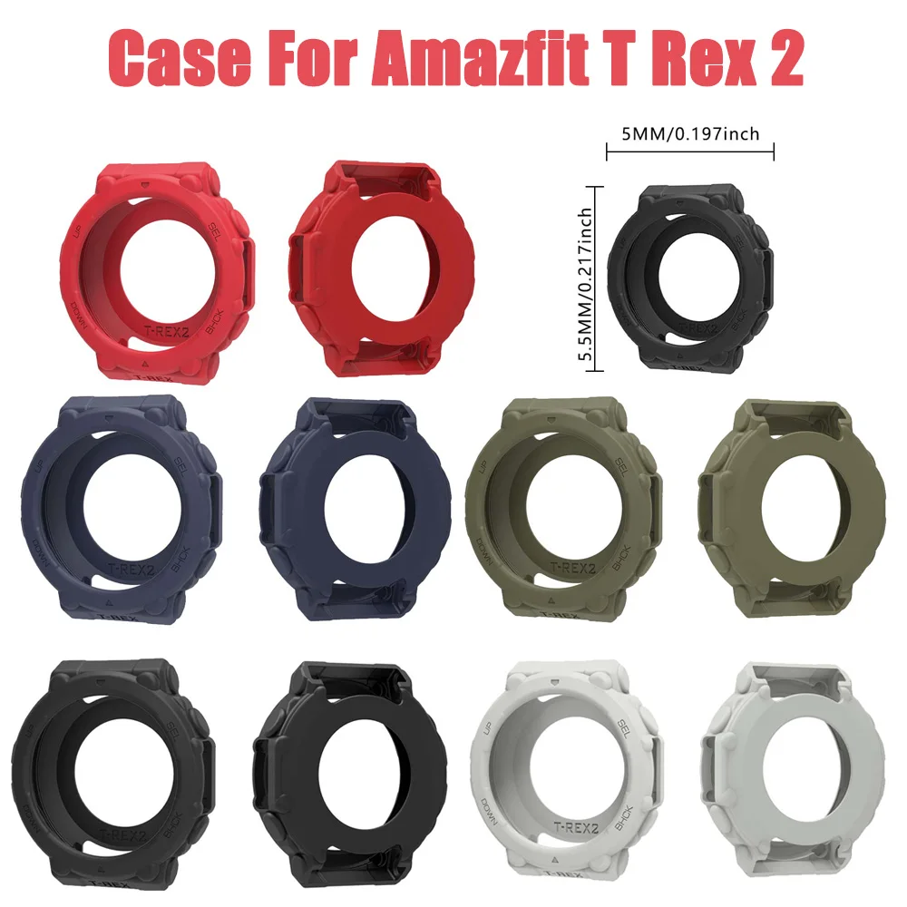 

TPU Protective Case For Amazfit T Rex 2 Smart Watch Strap Silicone Bumper Protector Shell Cover Huami TRex 2 Accessories
