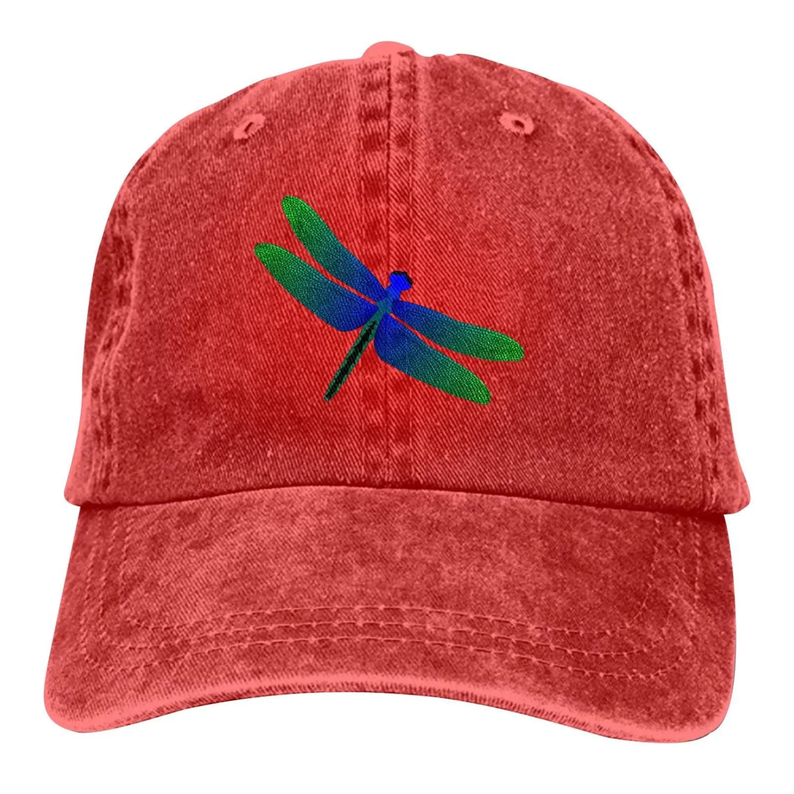 Boné de beisebol vintage Dragonfly para homens e mulheres, chapéus lavados, Twire, chapéus de vaqueiro simples, Denim Dad Hat, vermelho, vintage, menino, menina