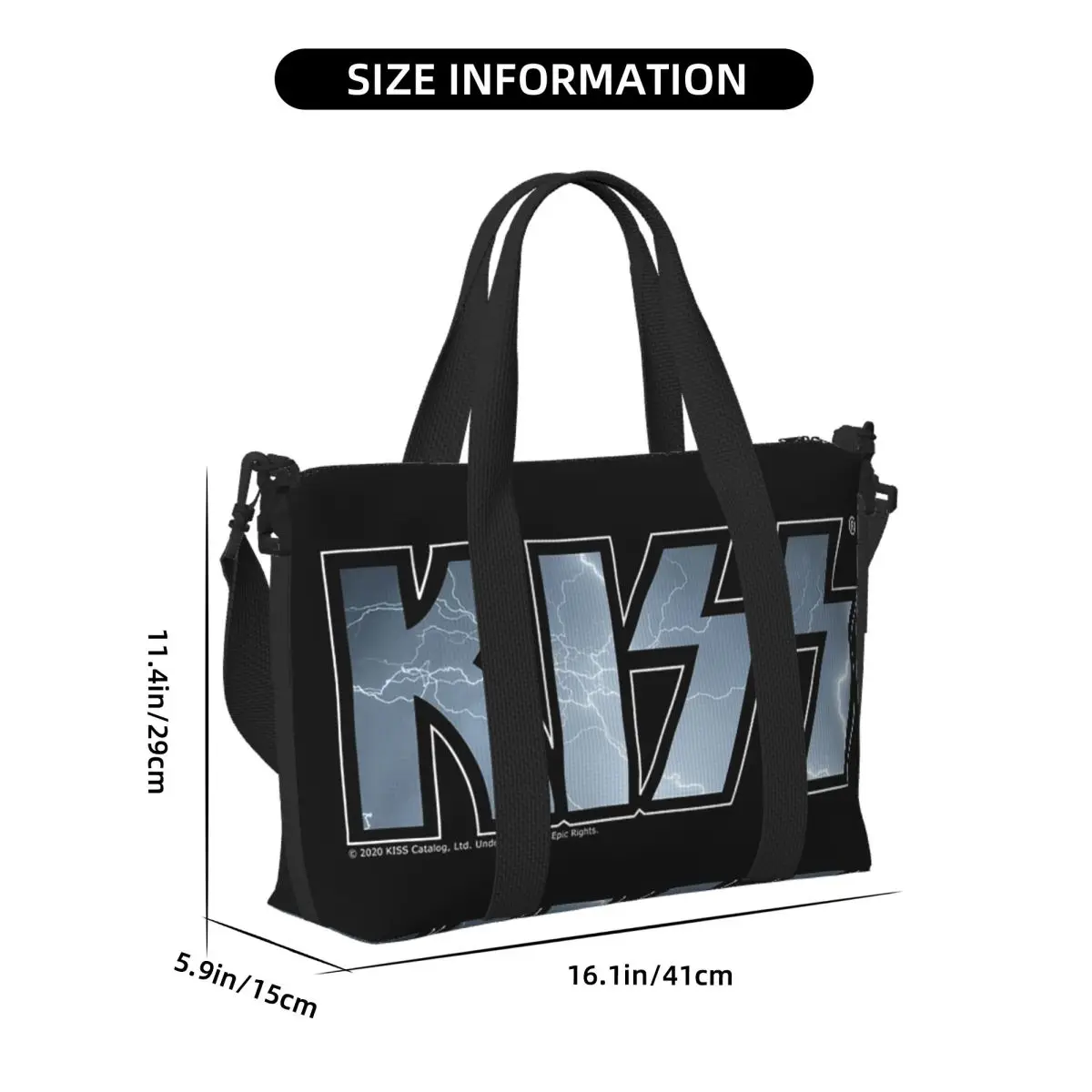 مخصص قبلة روك باند ريتور حقيبة سفر الشاطئ سعة كبيرة حمل الحقائب لصالة الألعاب الرياضية اليوغا المرأة التسوق حقيبة كتف واق من المطر #2