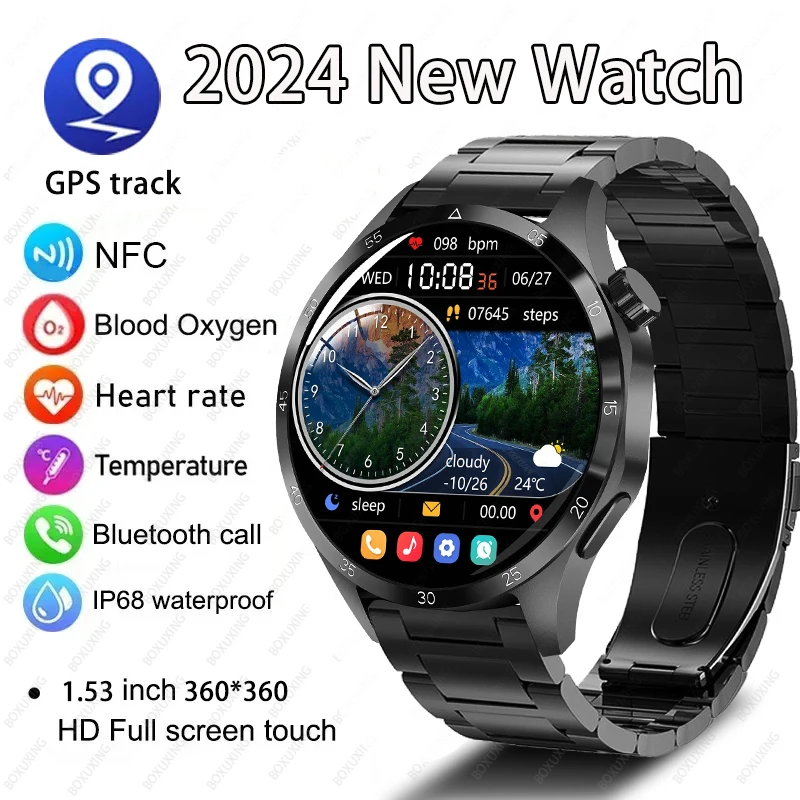 For Huawei GT4 Pro GPS Smart Watch Men AMOLED HD Screen Bluetooth Call NFC IP68 Waterproof Watches Blood Sugar Smartwatch Woman