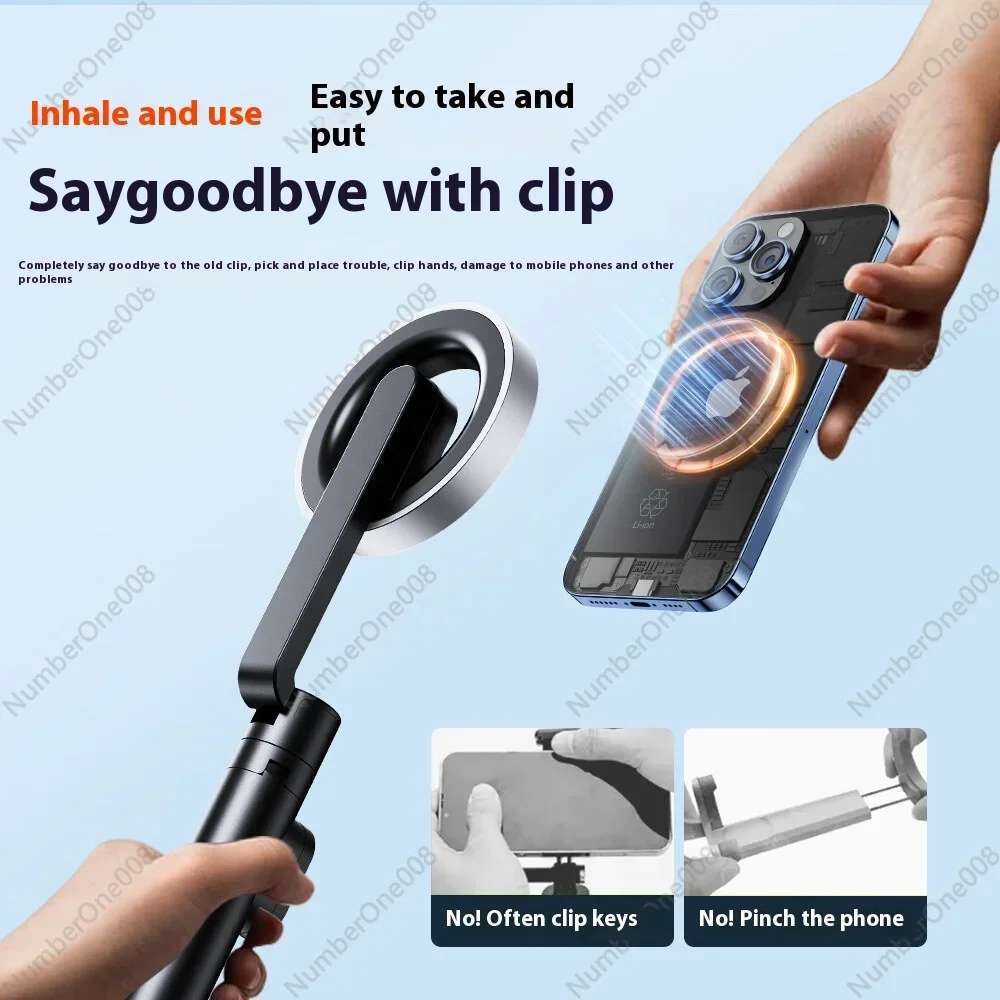 Magnetic Selfie Stick 2024 New Mobile Phone Selfie Artifact 360 Degree Rotating Tripod Portable Mini Multi-function Photo Holder