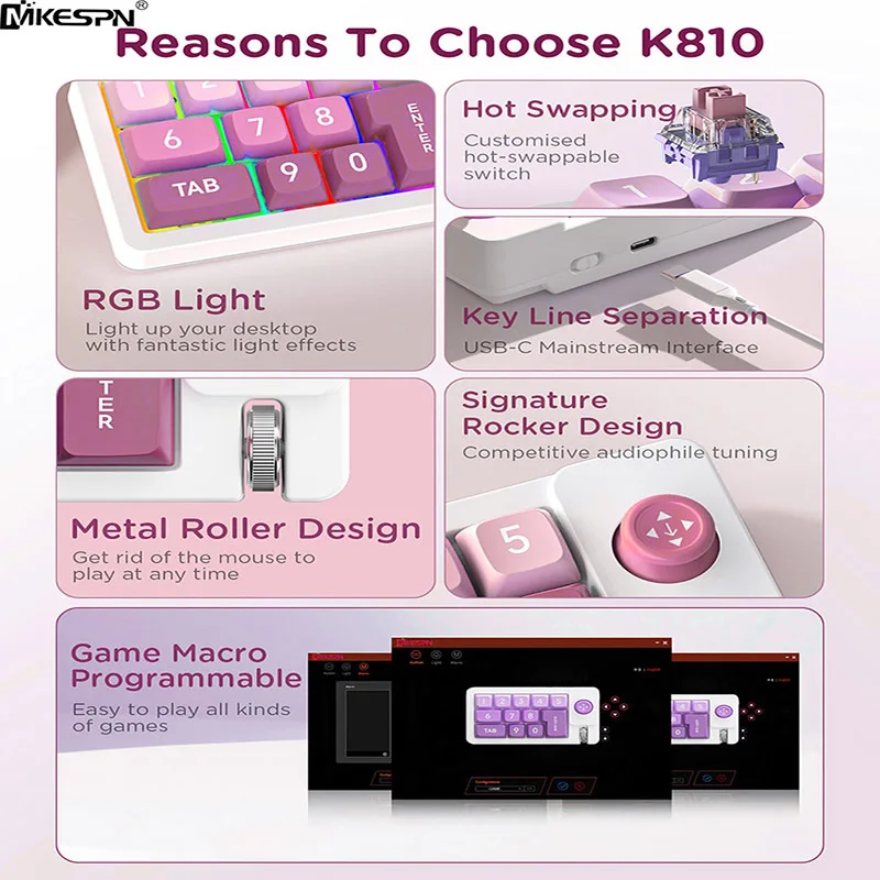 Imagem -02 - Teclado com Fio Mecânico Portátil Teclado Programável para Jogos Chave Hot Swappable Completa Rgb Backlight Desktop Laptop Joystick