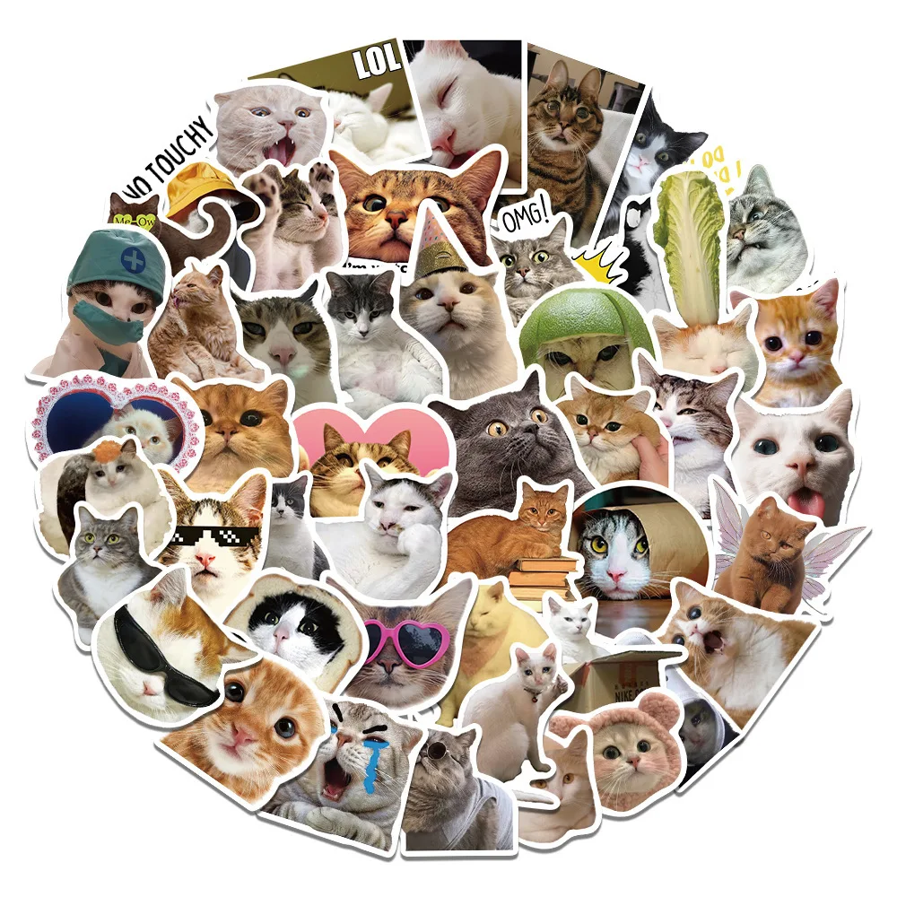 

50PCS Cute Kitten Lovely Cats Meme Graffiti Stickers for Bicycle Hand Account Pencil Case Decals Reforged Glory