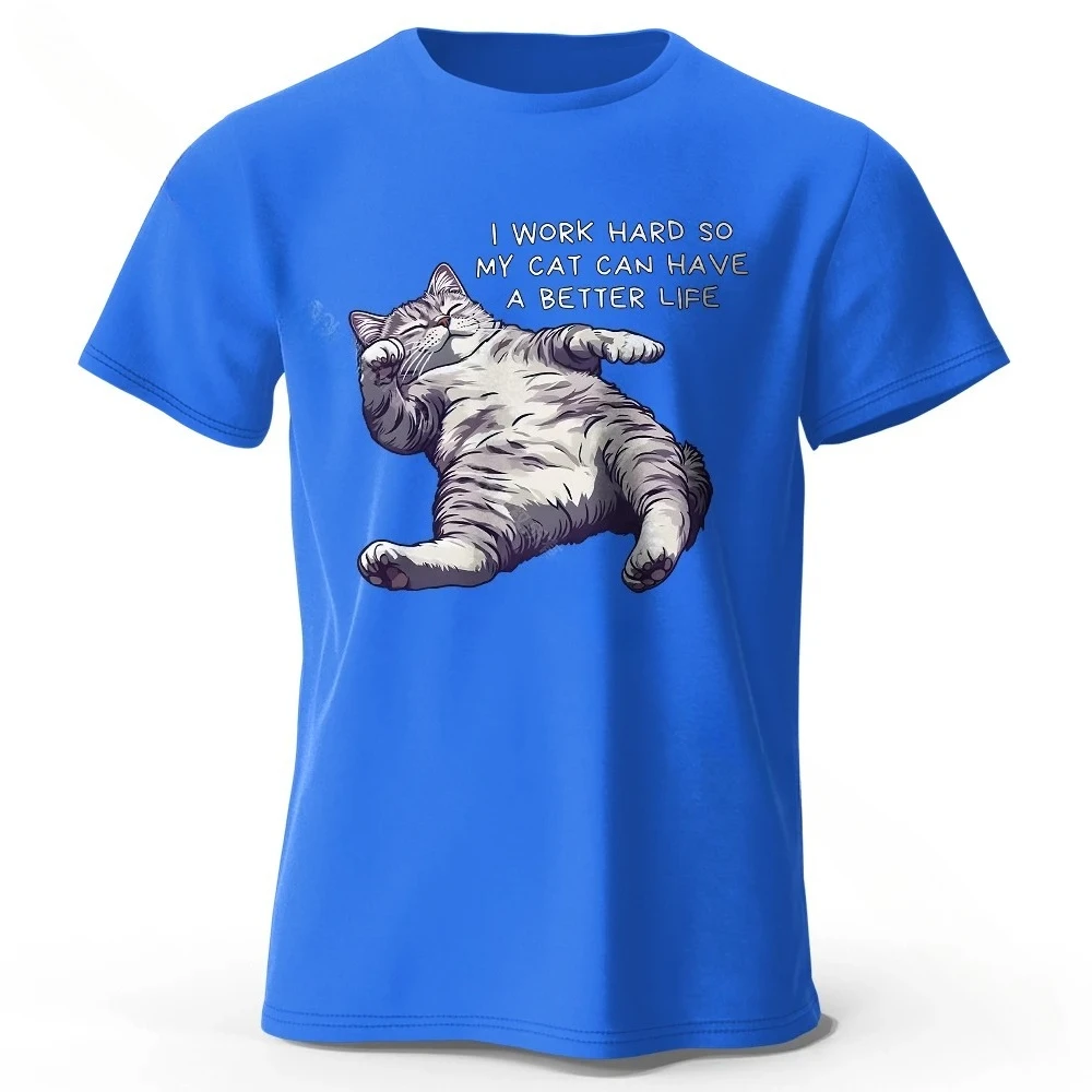 تي شيرت Kawaii Cat Lover مطبوع 100% قطن، تي شيرت ناعم وجيد التهوية برقبة دائرية وأكمام قصيرة، نمط لطيف ومرح للجنسين