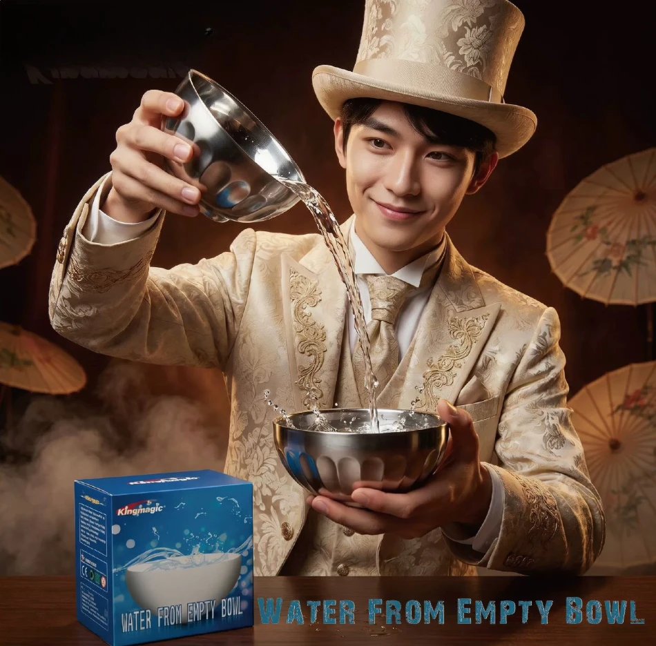 Water Appearing From Empty Bowl Stage Magic Tricks Water From Above Bowl(11.2 x 5cm) Accessories Close Up Gimmick Double Bowl