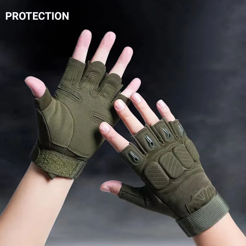 1Pair Tactical Half Finger Gloves Army Military Combat Hunting Shooting Air Gun Paintball Police Duty No Finger