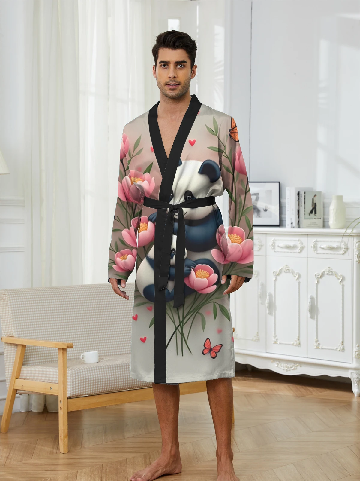 1pcs Men's Robes 2026 Spring/Summer Graphic sleepwear 3D Printed bath robe Breathable Bathrobe men robe Bathrobe man