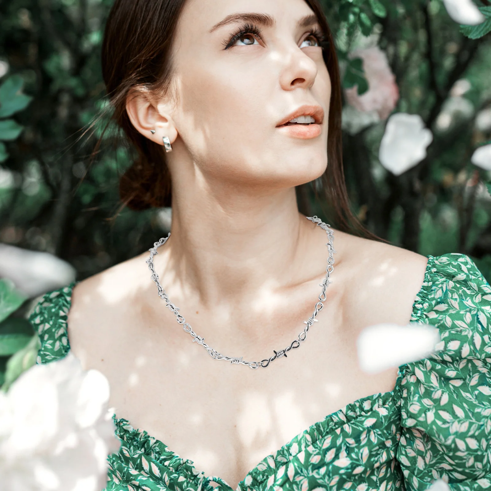 

Iron Wire Mesh Choker Necklace Barbed Chain Punk Hip Hop Gothic Jewelry For Men Women Metal Link Collar Fashion Accessory