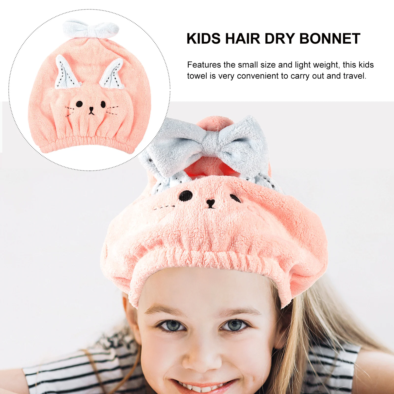 

Kids Hair Towel Dry Cap Soft Absorbent Coral Fast Drying Hair Wrap For Toddler Girls Bath Shower Travel Lightweight