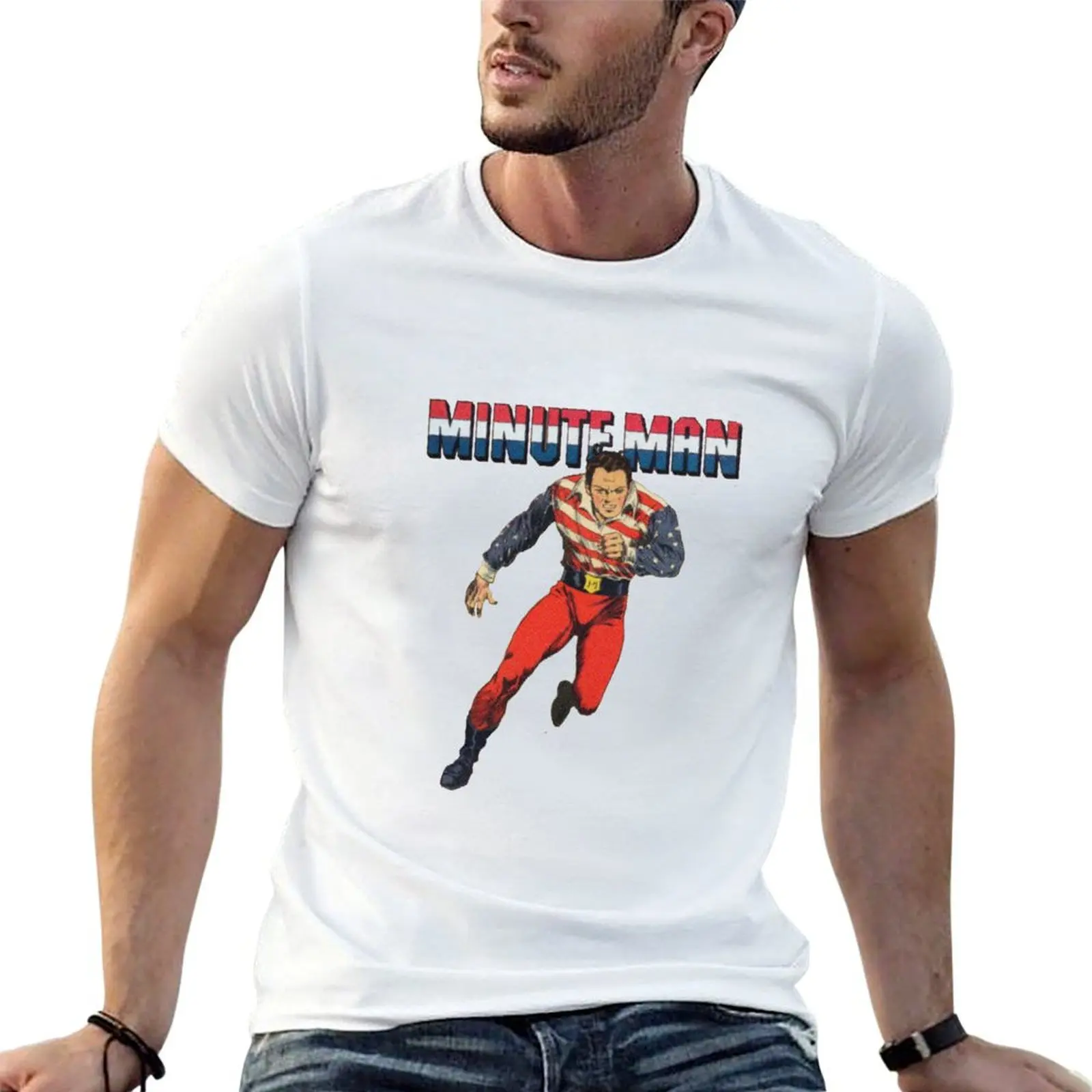

Vintage Comics - Minute Man T-Shirt anime t shirts for man t shirts for man pack cotton cotton t shirt T-shirt
